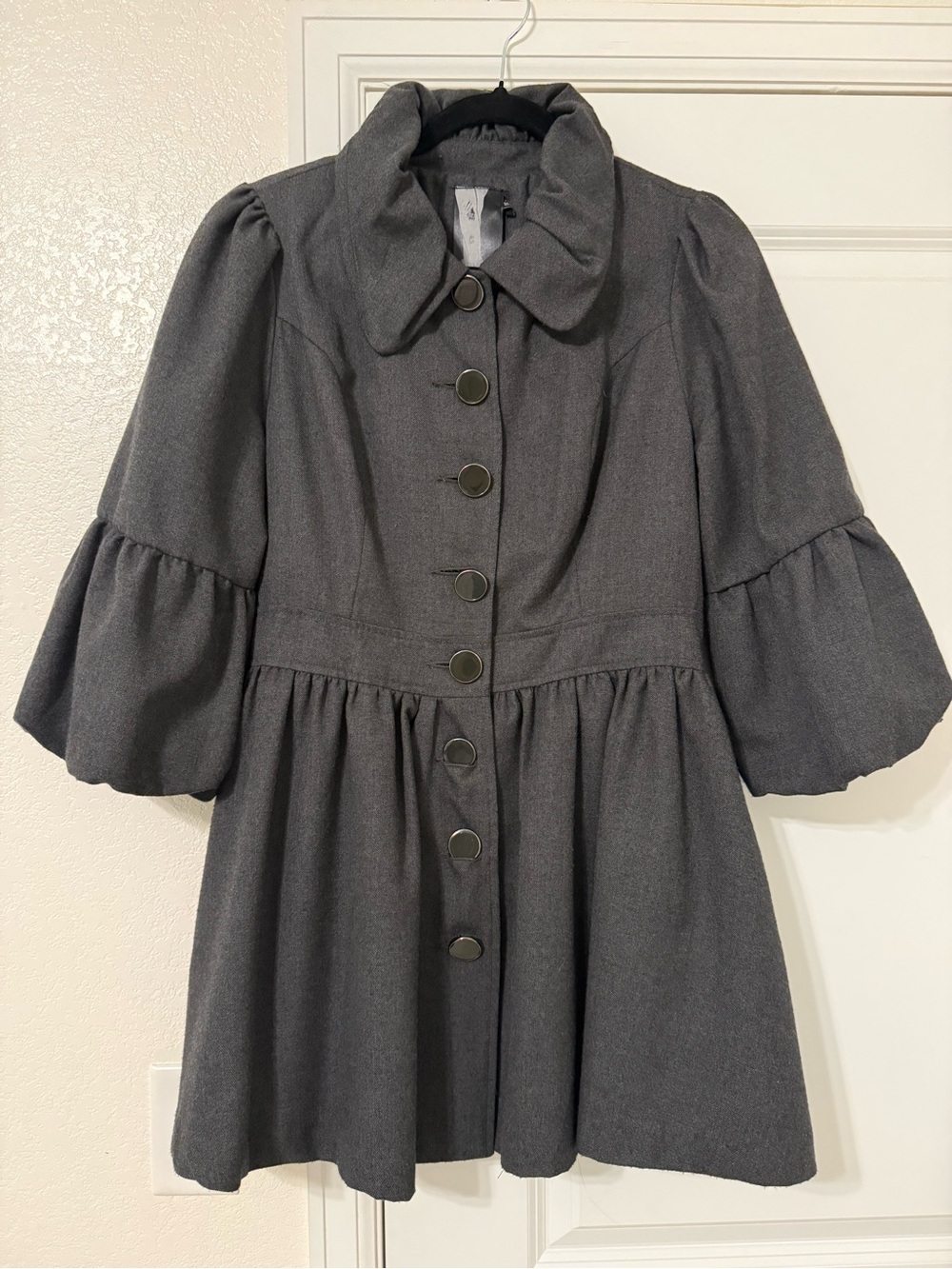 Forever 21 Charcoal Gray Peplum Button-Front Coat